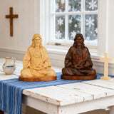 🕊️ Jesus Meditation Wooden Statue - Desk Sculpture for Prayer & Reflection