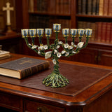 Vintage Vine & Flower 9-Branch Jewish Menorah
