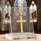 Zircon-Encrusted Jesus Cross Necklace: Faith Worn with Grace