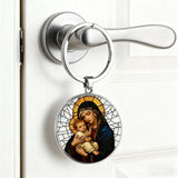 “Our Lady & Child” Stained Glass Style Keychain – A Daily Reminder of Maternal Grace