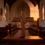 Minimalist Twist Wooden Hand Carved Cross for Wall Decor, Religious Gift Cross