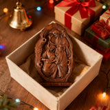 Natural Beechwood Nativity Scene Wooden Carved Plaque Tabletop Arrangement