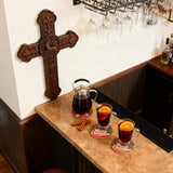 Bgcopper Lamb of God Wood Carving Cross Wall Decor - Paschal lamb