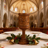 Boxwood "Last Supper" Chalice Hand-Carved Communion Cup | Eternal Symbol of Redemption & Fellowship