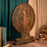 Saint Benedict Double Side Tabletop Plaque - BGCOPPER