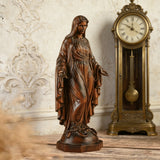 Hand Carved Sacred Heart of Jesus Virgin Mary Wooden Tabletop Ornament