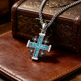 Orthodox Jerusalem Cross Turquoise Necklace – Faith, Heritage & Timeless Strength