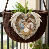 Nativity Scene Heart Angel Acrylic Ornament