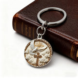 "Divine Blessing" Silver Dove & Cross Keychain – A Symbol of Faith, Peace, and God's Grace