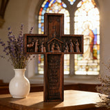 Nativity Scene Crucifix Wooden Wall Decoration - side view