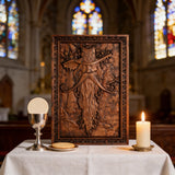 Natural Ash Wood Magician Carved Art: Whimsy Woven in Warm Wood