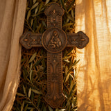 Wooden crucifix of the Virgin, Virgin Mary, Baby Jesus, religious wooden icon, wall crucifix, wall decoration