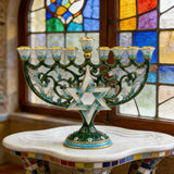 Hanukkah Hand-Painted Menorah: Illuminate the Jewish People's Covenant of Light with Artisan Brushstrokes