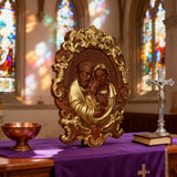 Bgcopper Holy family Nativity Wood Carving Gift Religious Family Wall Decor