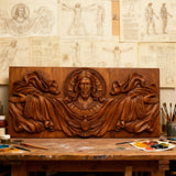 Trinity of Grace” Hand-Carved Jesus & Holy Spirit Wood Wall Art – 22.75
