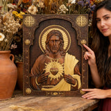 Sacred Heart Wood Carvings: Jesus & Mary, Handcrafted Tokens of Divine Love