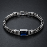 Vintage Sapphire Braided Copper Bracelet - side view