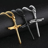 Stainless Steel Gold, Silver and Black Cross Necklace - BGCOPPER