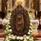 Three Sacred Hearts of the Holy Family | Solid Wood Carving Gift