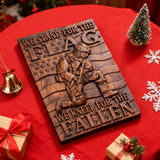 We Stand For The Flag, We Kneel For The Fallen -American soldier wood carving memorial icon