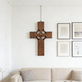Irish Celtic Cross Wooden Hand Carved Cross for Wall Decor, Religious Gift Cross