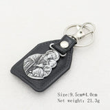 St.Benedict Guadalupe Miraculous Medal Keyrings Leather Car Key Chains - BGCOPPER