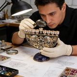 Hand-Painted Enamel Menorah (9-Branch Candelabra) - size and finish detail