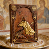 Jesus in Gethsemane Hand-Carved Wood Wall Art: The Weight of His Humble Sorrow