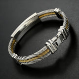Titanium Steel Braided Two-Tone Cross Bangle
