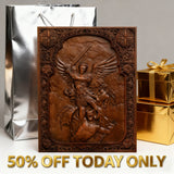 Archangel Michael solid wood religious carving for Christian home decor and prayer spaces