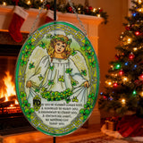 "Shamrock Angel" Stained Glass Suncatcher – A Blessing of Protection & Joy