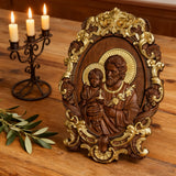 “St. Joseph & Child Jesus” Hand-Carved Wood Icon – A Timeless Christian Gift for Father’s Day & Faithful Homes