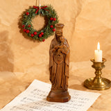 Boxwood Madonna and Child Wood Carving Desktop Ornament