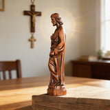 Joseph Wooden Round Carved Tabletop Ornament