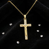 Zircon-Encrusted Jesus Cross Necklace: Faith Worn with Grace