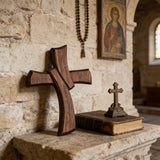 Minimalist Twist Wooden Hand Carved Cross for Wall Decor, Religious Gift Cross