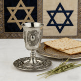 Jerusalem Holy Grail (Cup & Saucer Set) - Authentic Kiddush Cup for Shabbat, Passover & Special Occasions