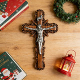 Silver painted version Ash wood Crucifix ,Jesus Christ, wooden Cross gift of love