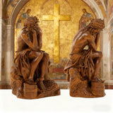 Boxwood "Crown of Thorns" Jesus Meditation Sculpture - Hand-carved Spiritual Art | A Concrete Reminder of His Divine Burden