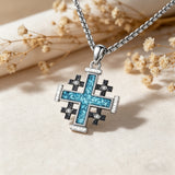 Orthodox Jerusalem Cross Turquoise Necklace – Faith, Heritage & Timeless Strength