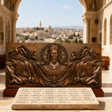 Trinity of Grace” Hand-Carved Jesus & Holy Spirit Wood Wall Art – 22.75