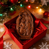 Natural Beechwood Nativity Scene Wooden Carved Plaque Tabletop Arrangement