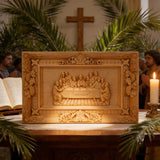 Limitiert: Südeuropäischer Buchsbaum Jesus Letztes Abendmahl - Religiöse Vatikan Christliche Wandkunst-Skulptur