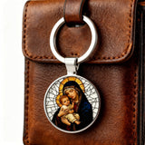 “Our Lady & Child” Stained Glass Style Keychain – A Daily Reminder of Maternal Grace