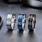 Glow In The Dark Viking Elder Futhark Rune Rotatable Spinner Stainless Steel Anxiety Relief Ring