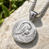 Virgin Mary Coin Necklace, 316L Titanium Steel Vintage Medal Pendant