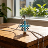 Orthodox Jerusalem Cross Turquoise Necklace – Faith, Heritage & Timeless Strength