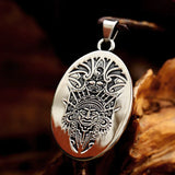 Native American Woman and Wolf Stainless Steel Necklace - BGCOPPER