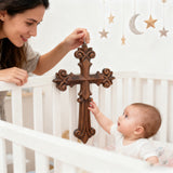 Bgcopper Ornate Wooden Cross - Carved from natural wood