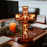 Boxwood LED Nativity Cross – The Light of Christ Shines Within